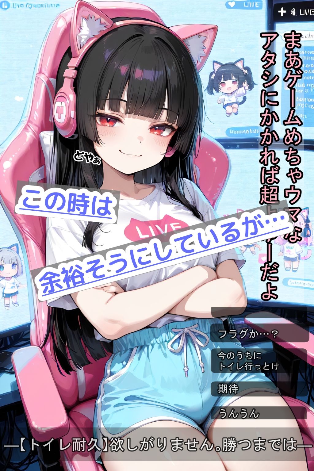 『クリアするまでトイレ禁止！清楚系配信者がリスナーの目の前で決壊、公開お漏らしアーカイブ。』 | 同人CG・同人作品紹介 | 同人倶楽部