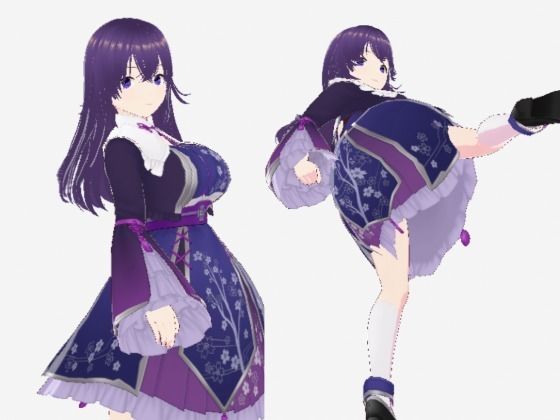 和柄の洋風ドレスの巨乳美女（セリフなし 3DCGモデル イラスト集） | イラスト・CG集 | 同人倶楽部